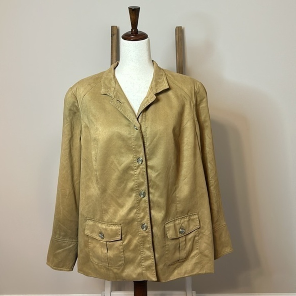 Coldwater Creek Button Up Jacket with Pockets Suede Like Material Size 20